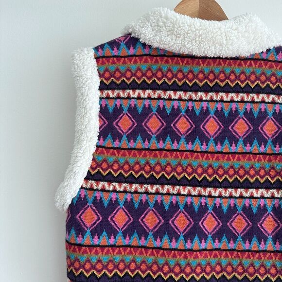 Johnny Was Vest Women Small Yuya Sherpa Alpaca Blend Aztec Boho Print Jacket NWT - Picture 6 of 15